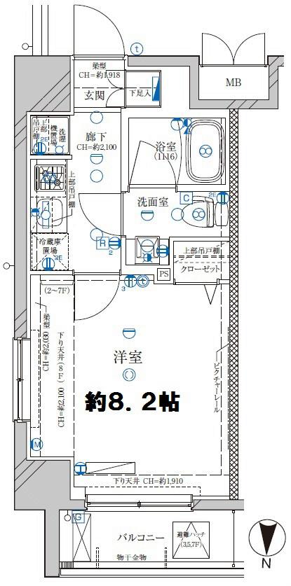 ディアレイシャス菊川(1K/2階)の間取り写真