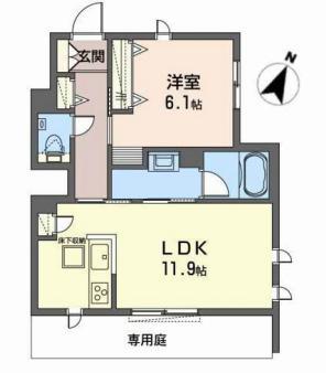 シャーメゾンブルーメ(1LDK/1階)の間取り写真