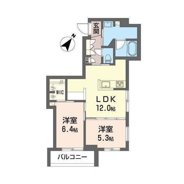 磯子区丸山1丁目マンション(2LDK/3階)の間取り写真