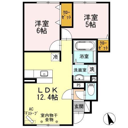 ステッドガーデン(2LDK/1階)の間取り写真