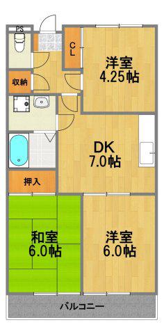 エルドラードOKI(3DK/4階)の間取り写真