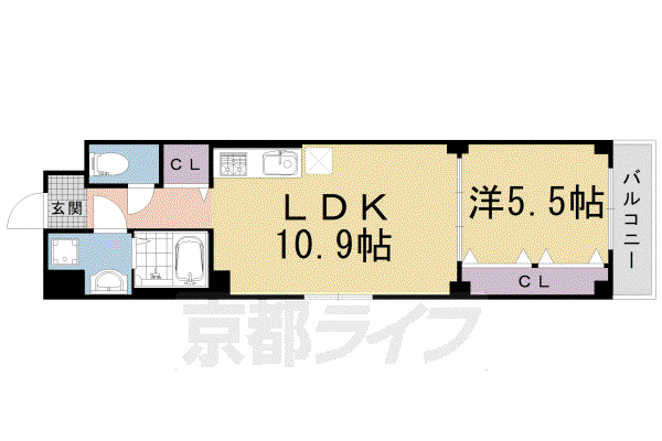 アドマステラス壬生松原(1LDK/2階)の間取り写真