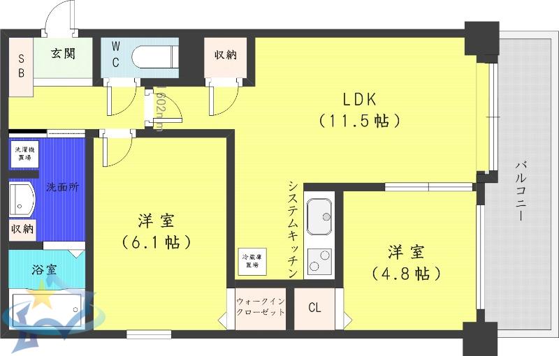 PRIME URBAN北3条通(2LDK/8階)の間取り写真