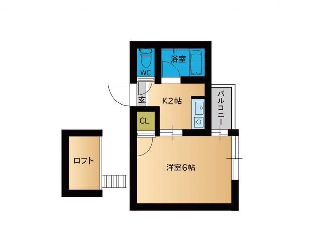 クラビレッジ竹下駅東(1K/1階)の間取り写真