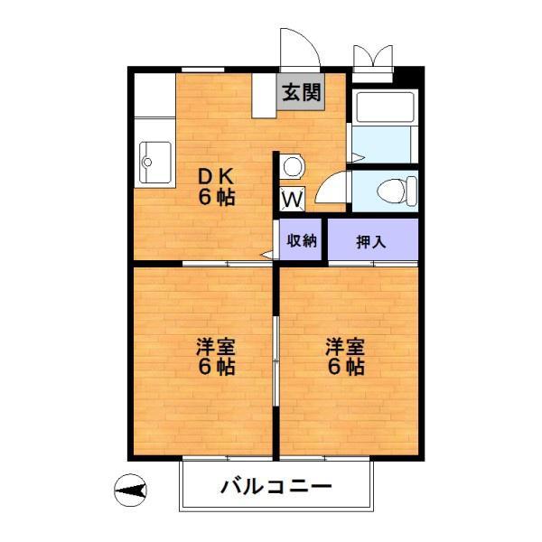 ドルチェ蒲生(2DK/3階)の間取り写真
