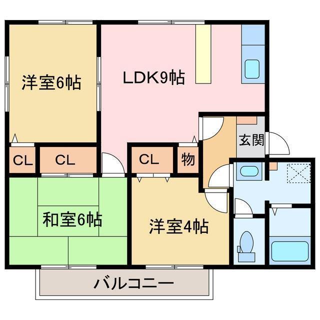 ドミール久保田(3LDK/1階)の間取り写真
