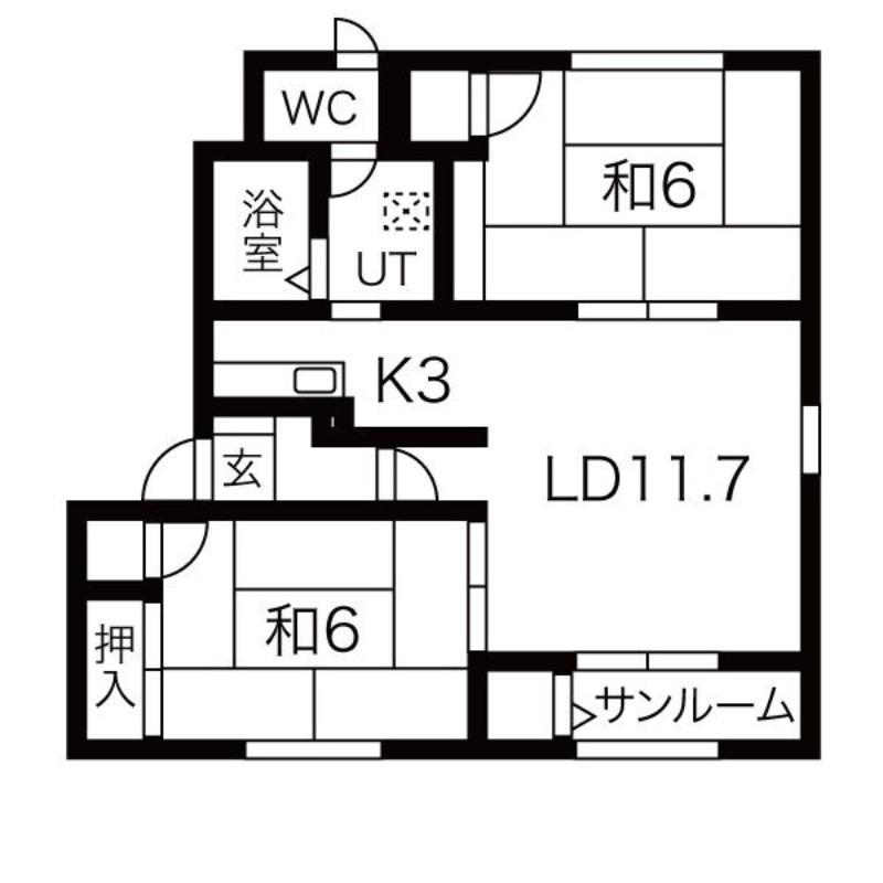 メイユール澄川N(2LDK/1階)の間取り写真