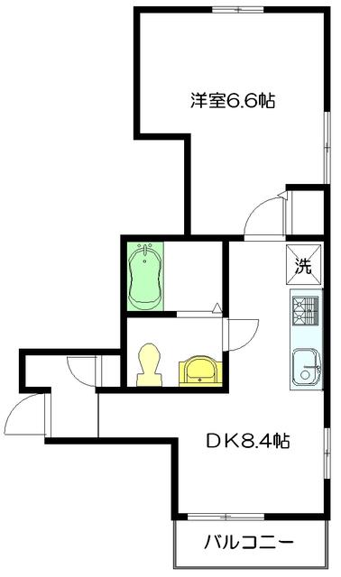 エテルナ東中野(1DK/2階)の間取り写真