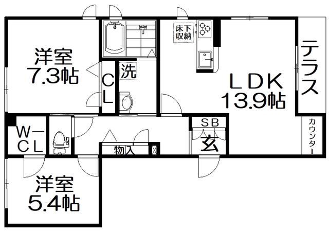 HALCAS(2LDK/1階)の間取り写真