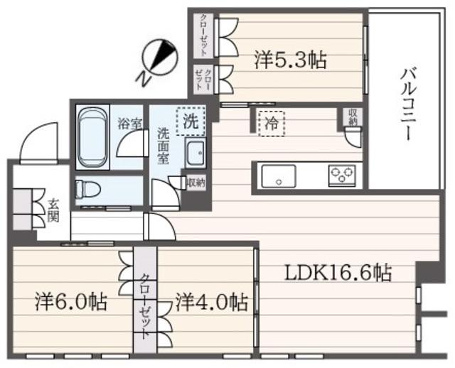 CREST HILLS(3LDK/1階)の間取り写真