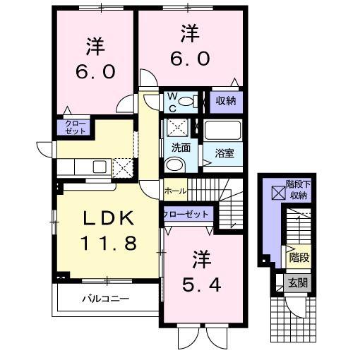 シンフォニー(3LDK/2階)の間取り写真