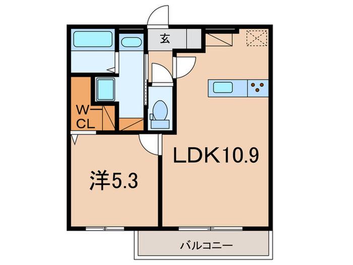 CUORE魚崎(1LDK/2階)の間取り写真