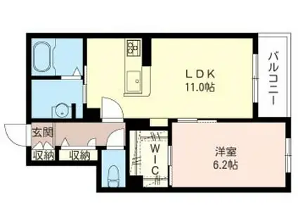 セルディーナ(1LDK/1階)の間取り写真