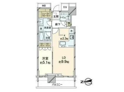 ザ・パークハウス晴海タワーズティアロレジデンス(1LDK/26階)の間取り写真