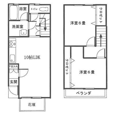 キャトルシア(2LDK/1階)の間取り写真