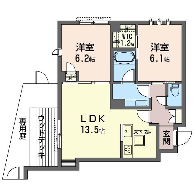 ベレオ ヴィラ リブース東川口(2LDK/1階)の間取り写真