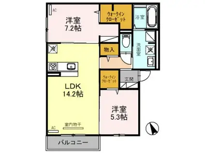 MAISON DE ESPOIR万代(2LDK/3階)の間取り写真