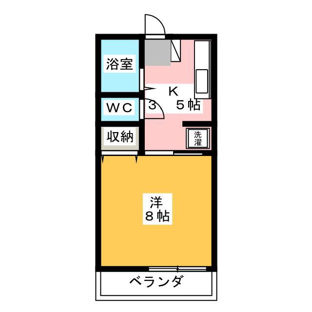 アシストおのB(1K/1階)の間取り写真