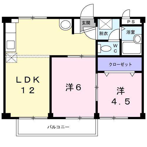 リプルスハイツB(2LDK/1階)の間取り写真