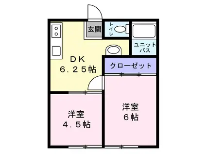 笹川アパート(2DK/1階)の間取り写真