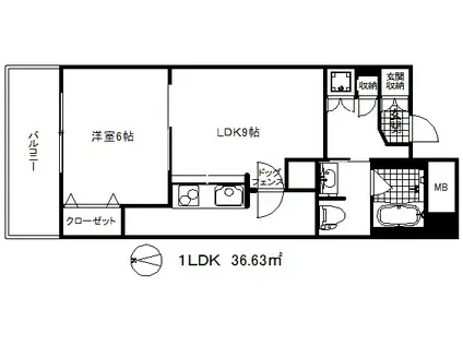 カトルセゾン(1LDK/10階)の間取り写真