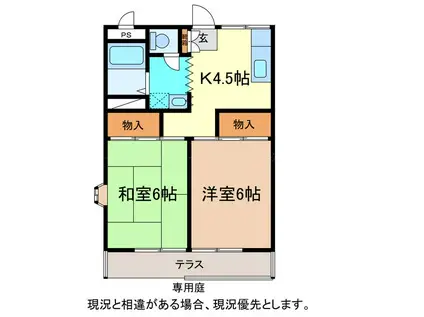 北条ライブタウンD(2K/1階)の間取り写真