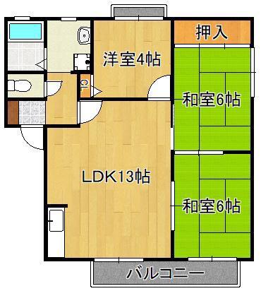 グリーンディアス A棟(3LDK/2階)の間取り写真