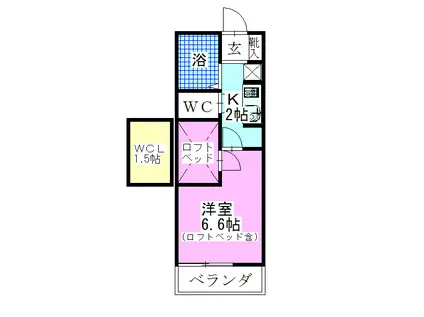 CRANEI(1K/2階)の間取り写真