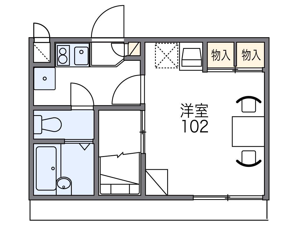 レオパレス潮見台II(1K/2階)の間取り写真