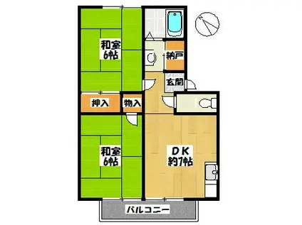メゾン藤原台(2DK/2階)の間取り写真