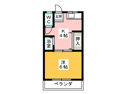 岩渕 松鶴荘(1K/3階)の間取り写真