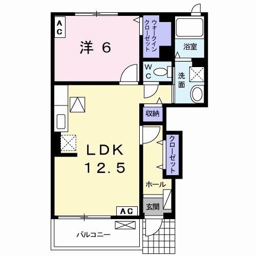 ベル ブリーズII(1LDK/1階)の間取り写真