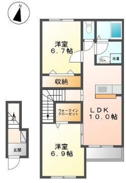 グリシーヌ(2LDK/2階)の間取り写真
