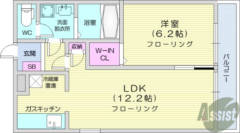 オアシスワン(1LDK/1階)の間取り写真