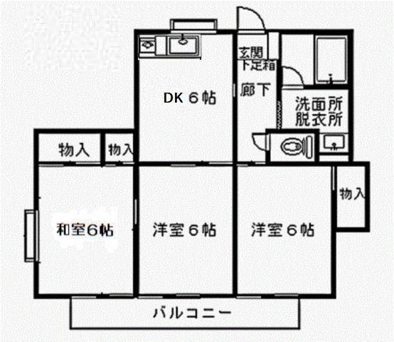 レジデンス高田 I(3DK/1階)の間取り写真