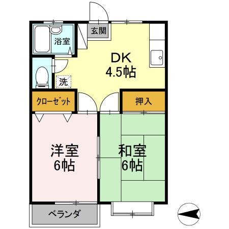 スイートホーム平成(2DK/2階)の間取り写真