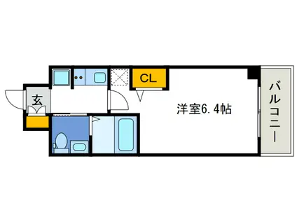 エステムコート難波ウエスト-SIDEIIベイフレックス(1K/2階)の間取り写真