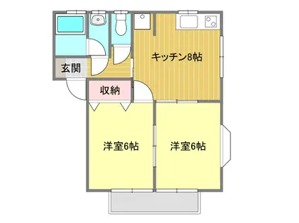 リリーハイツ(2DK/1階)の間取り写真