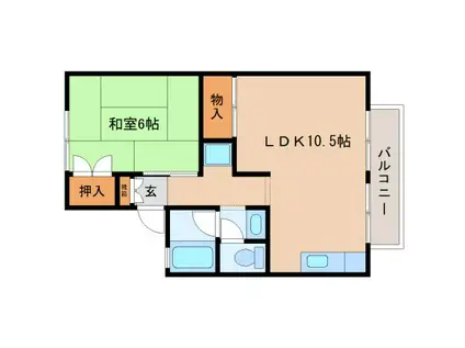 セジュール元町(1LDK/1階)の間取り写真