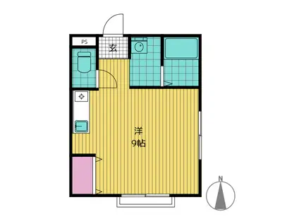 ヘブンスヒルズ(ワンルーム/2階)の間取り写真