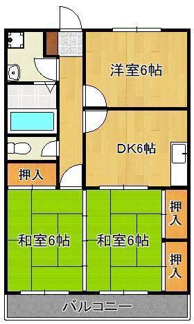 メゾンド三ヶ森(3DK/2階)の間取り写真