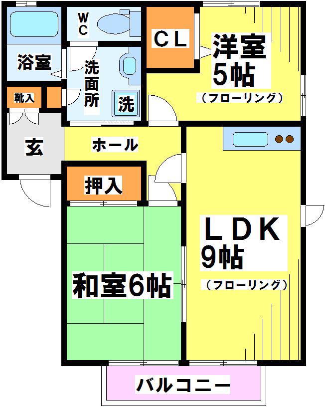 カサベルデN(2LDK/1階)の間取り写真