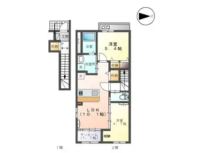 ロコモーション呉羽(2LDK/2階)の間取り写真