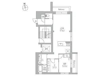 GRANDUO荻窪2(1SLDK/3階)の間取り写真