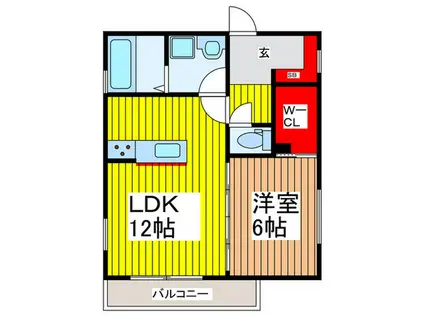 ユニバーサルシティ鈴谷(1LDK/3階)の間取り写真