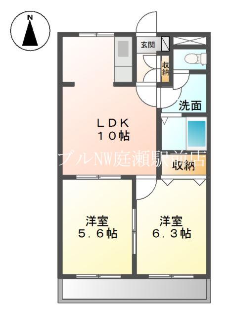 アメニティーハイツ2(2LDK/1階)の間取り写真