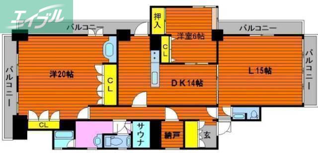 アルバ鹿田町(2LDK/11階)の間取り写真