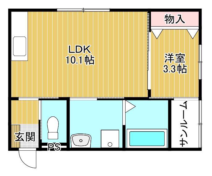 富山地鉄不二越上滝 朝菜町駅 徒歩25分 2階建 築4年(1LDK/1階)の間取り写真