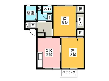 ヴェルドミールII(2K/2階)の間取り写真