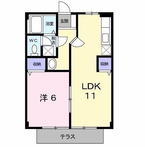 ユニハイム月尾 I(1LDK/1階)の間取り写真